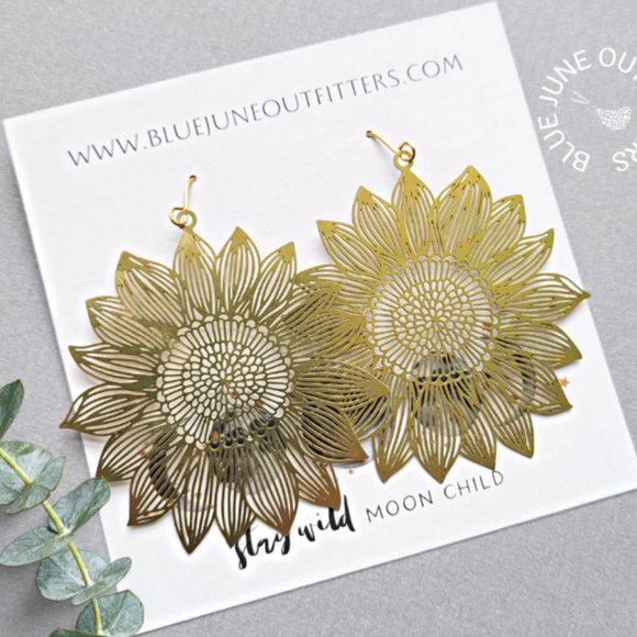 Bohemian Sunflower Earrings - Picture 2 of 5